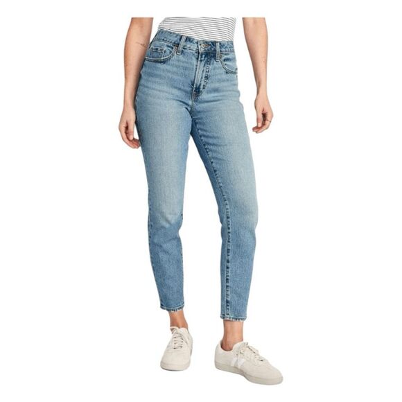 Old Navy OG Straight High Rise Jeans Lilo Blue Medium Wash Denim 12 - Picture 1 of 2